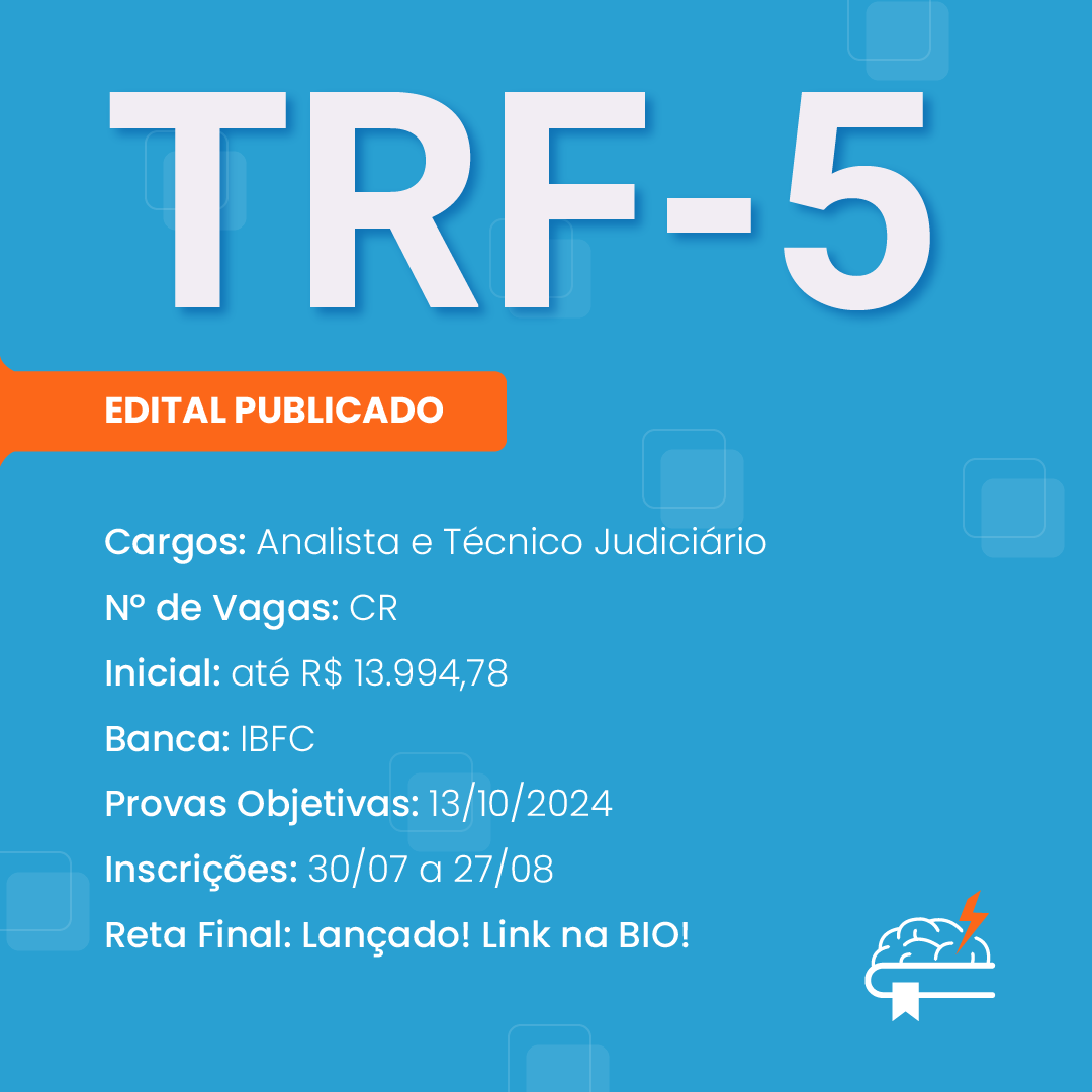 Edital Trf Regi O Publicado Provas Em Outubro