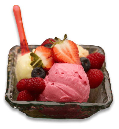 strawberry and vanilla ice cream with wild fruits