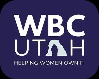 A logo for wbc utah helping women own it