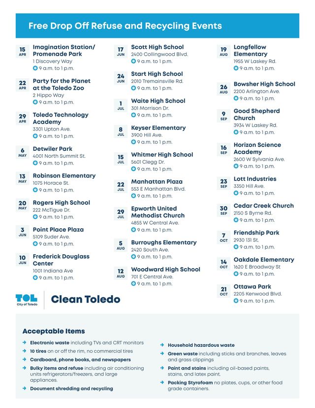 City Of Toledo Garbage Schedule