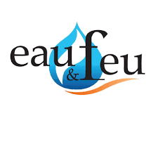 Un logo pour eau & feu avec une goutte d'eau