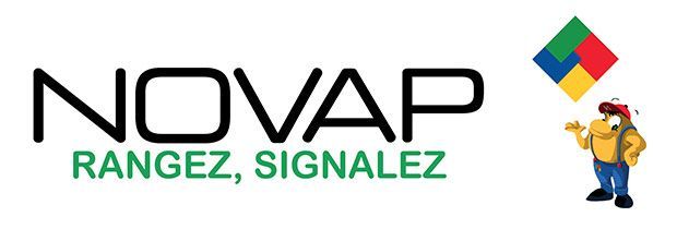 A logo for novap rangez signalez with a cartoon character