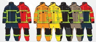 Un dessin d'un uniforme de pompier de différentes couleurs