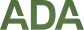 ADA logo in green text with a stylized person inside the A