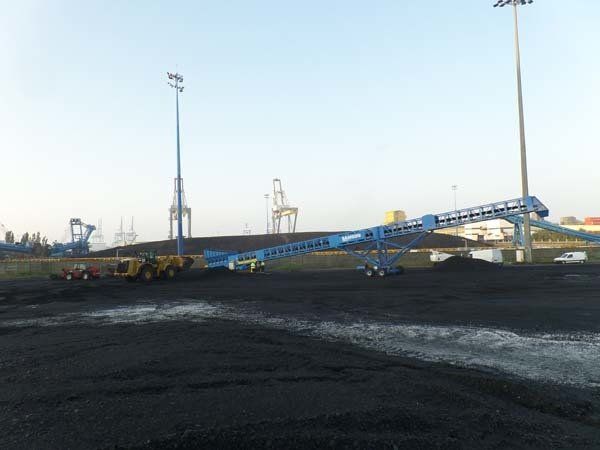 blue wheel conveyor