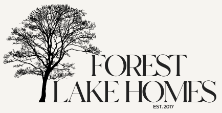 Logo for Forest Lake Homes featuring a tree silhouette beside the words "FOREST LAKE HOMES" with "EST. 2017" below.