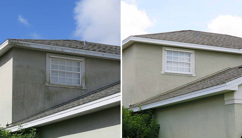 Before and After of House Roof Cleaning — Fort Myers, FL — Wipe Out Windows