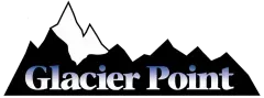 Glacier Point logo with mountain silhouette and text in a gradient blue and white.