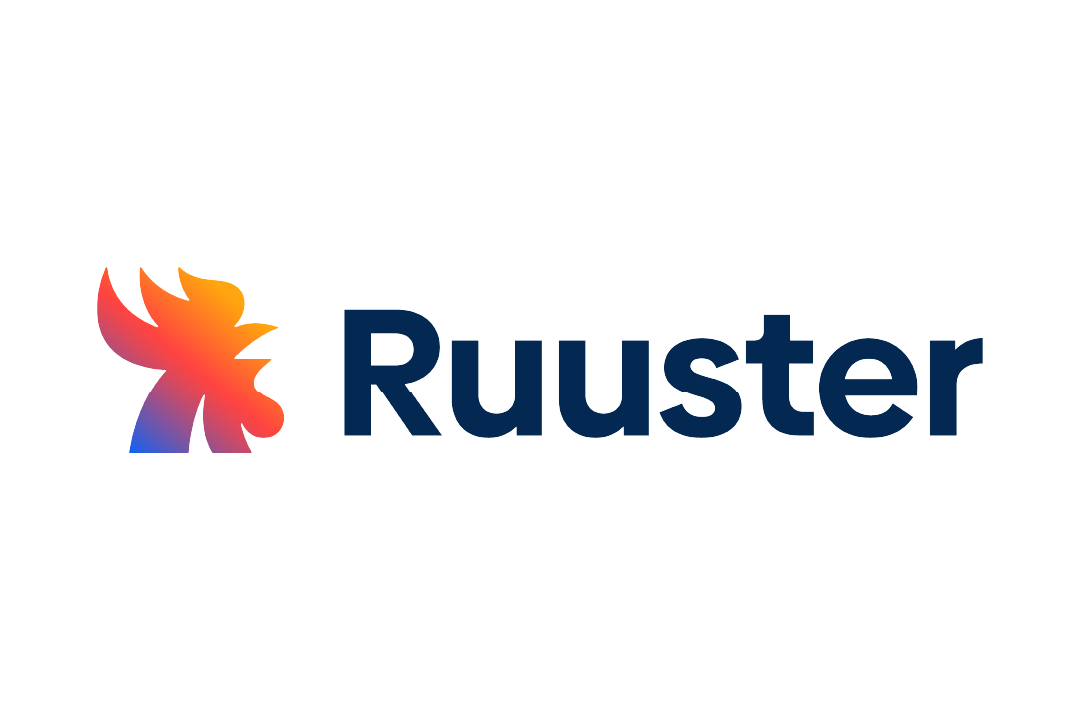 Logo of Ruuster, a stylized rooster in orange, yellow, and blue next to the word 
