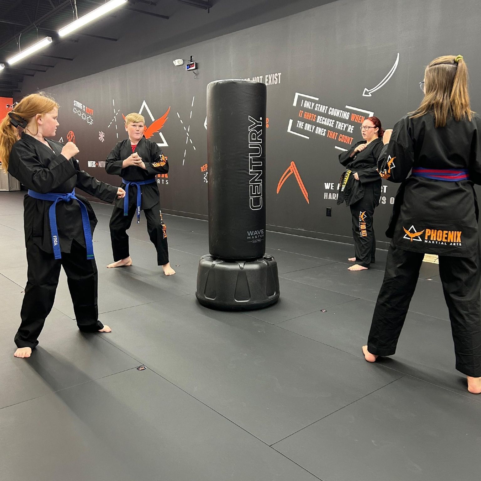 a group of people are practicing martial arts in a gym .