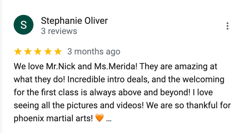 A google review for stephanie oliver shows that she loves mr. nick and ms. merida.