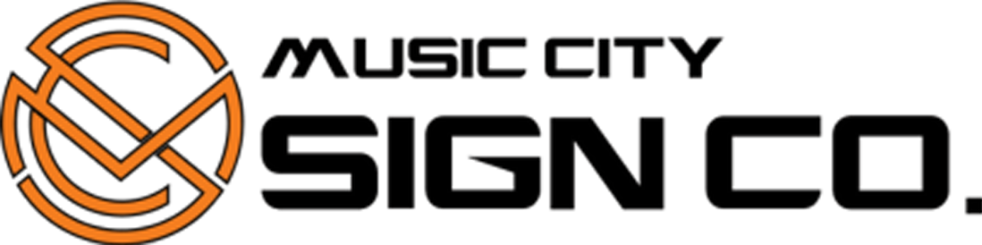 A logo for music city sign co. on a white background