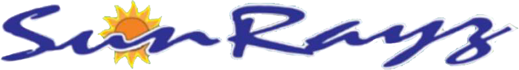 A blue and orange logo for sun rays with a sun in the middle.