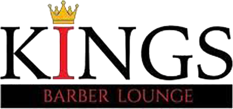 The logo for kings barber lounge has a crown on it.