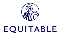 A logo for equitable with a woman in a circle