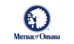 A logo for mutual of omaha with a native american in a circle