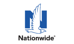 A blue and white logo for nationwide with an eagle on it.