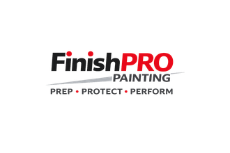 FinishPro Painting logo with black, red, and gray text and the tagline &ldquo;Prep &bull; Protect &bull; Perform&rdquo;