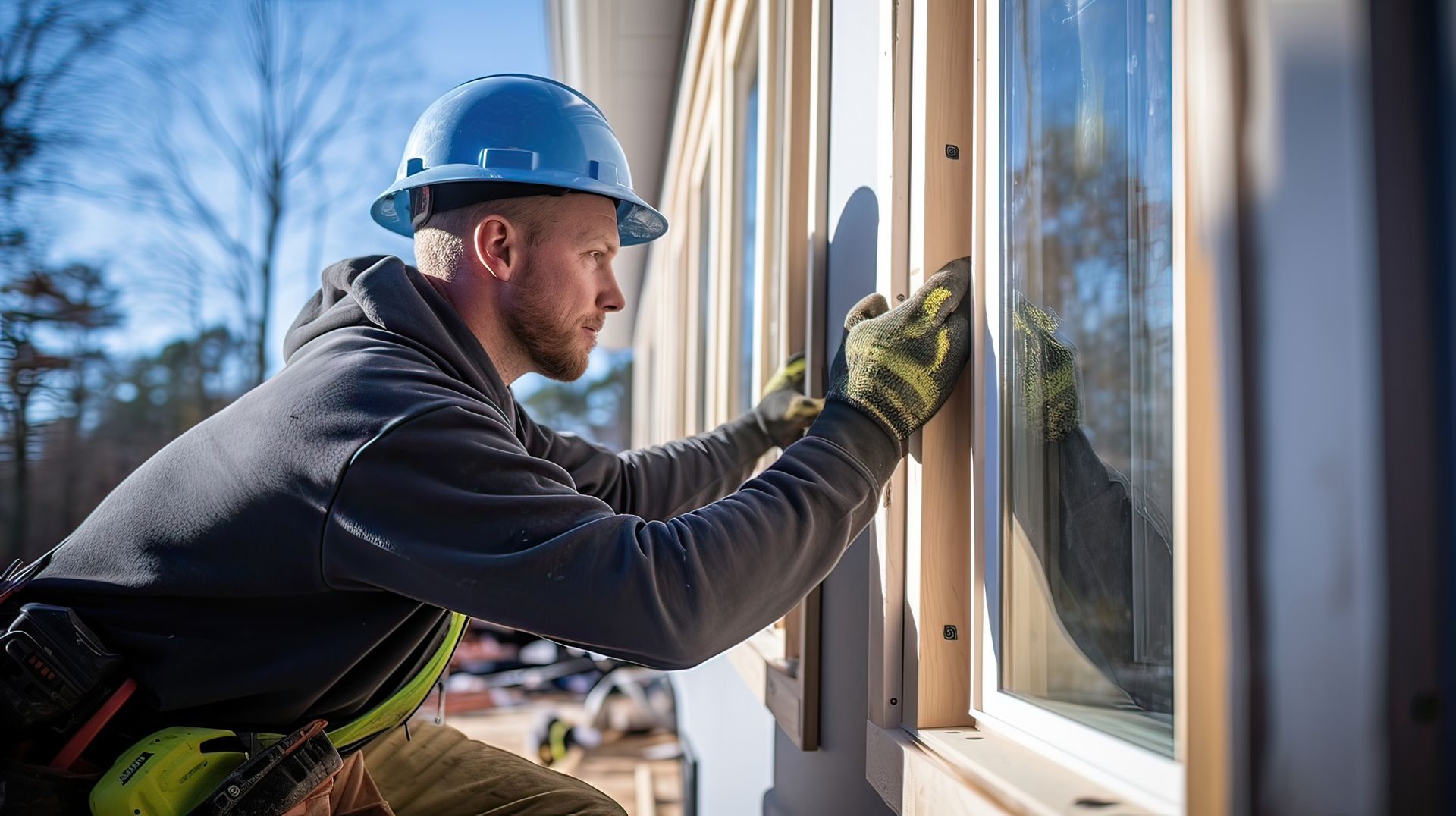A professional worker providing window replacement services.