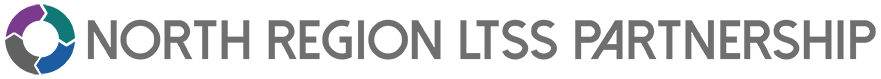 Logo for North Region LTSS Partnership, with a colored circle and text.