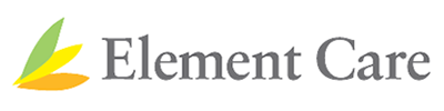 Element Care logo: Leaves in green, yellow, and orange with the words