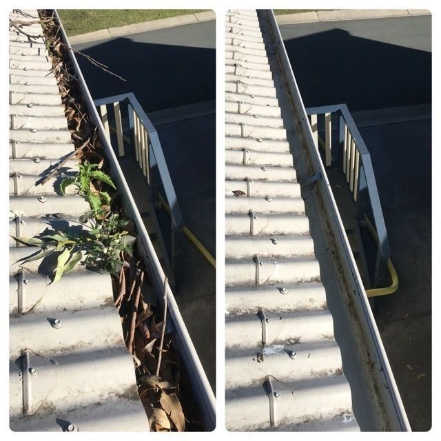 A Before and After Picture of A Gutter on A Roof — South Coast Gutter Wiz in Sanctuary Point, NSW