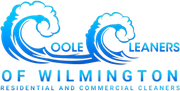 Logo with blue wave designs, "Oole Cleaners of Wilmington," and "Residential and Commercial Cleaners".