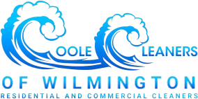 Logo with blue wave designs, "Oole Cleaners of Wilmington," and "Residential and Commercial Cleaners".