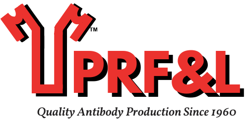 The logo for prf & l quality antibody production since 1960