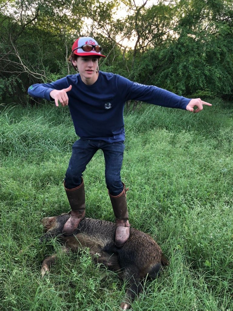 Guy Hunting Hogs in Texas