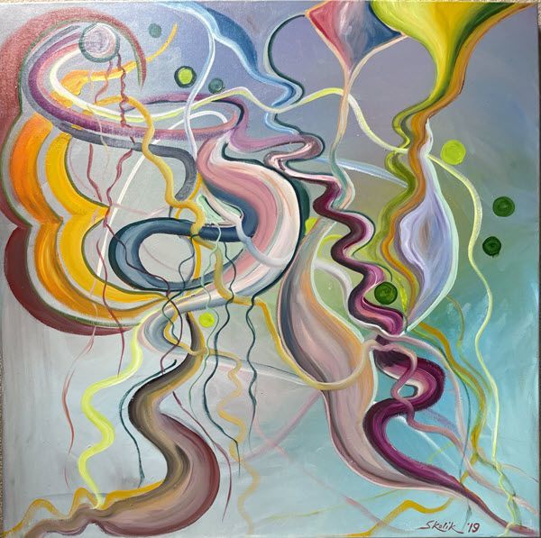 A colorful abstract painting by sarah 18