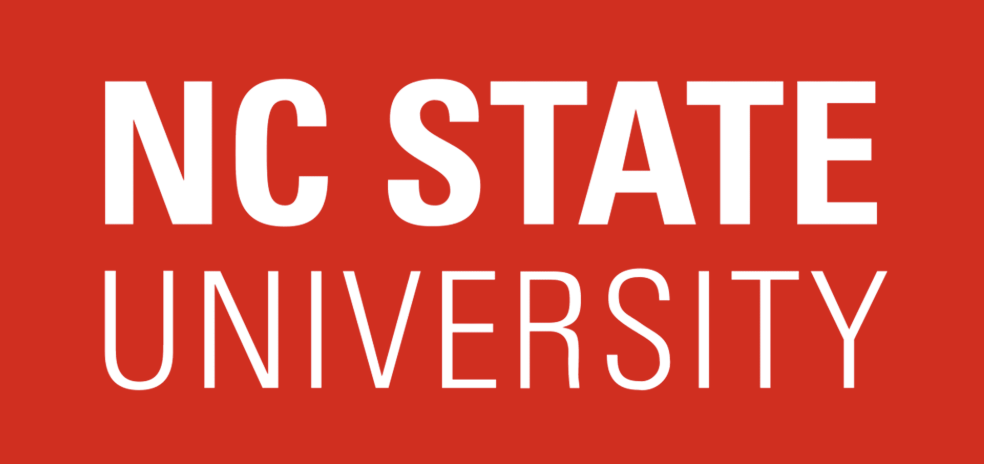NC State University logo in white text on a red background.