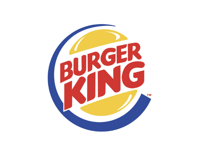 Burger King logo, a red-lettered company name within a yellow and blue half-circle, on a white background.