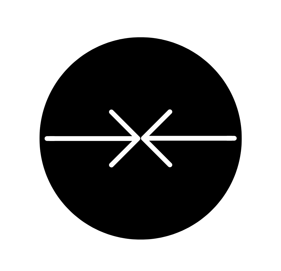 A black circle with a white arrow pointing to the right.
