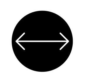 A black circle with two white arrows pointing in opposite directions.