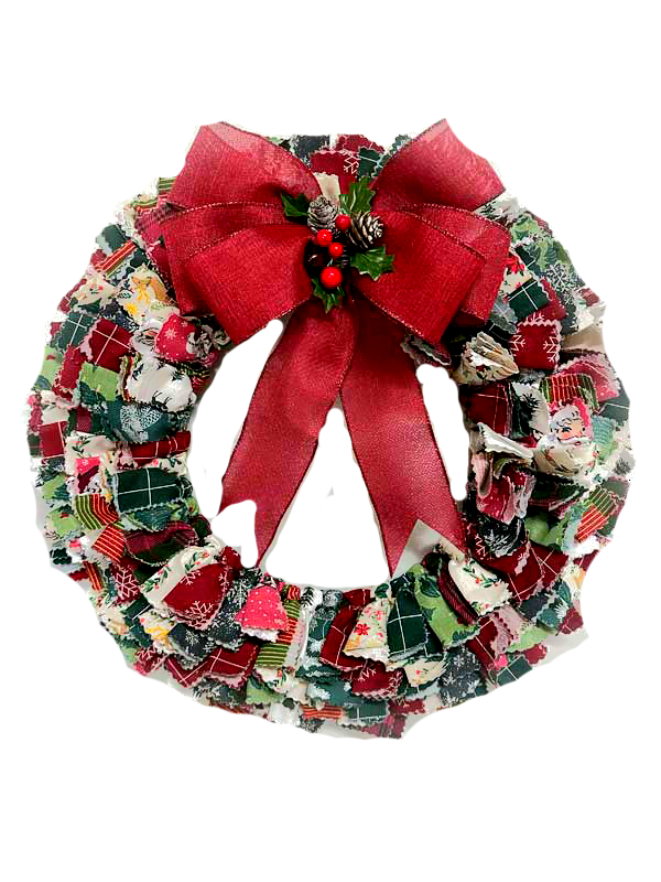 A christmas wreath with a red bow on it