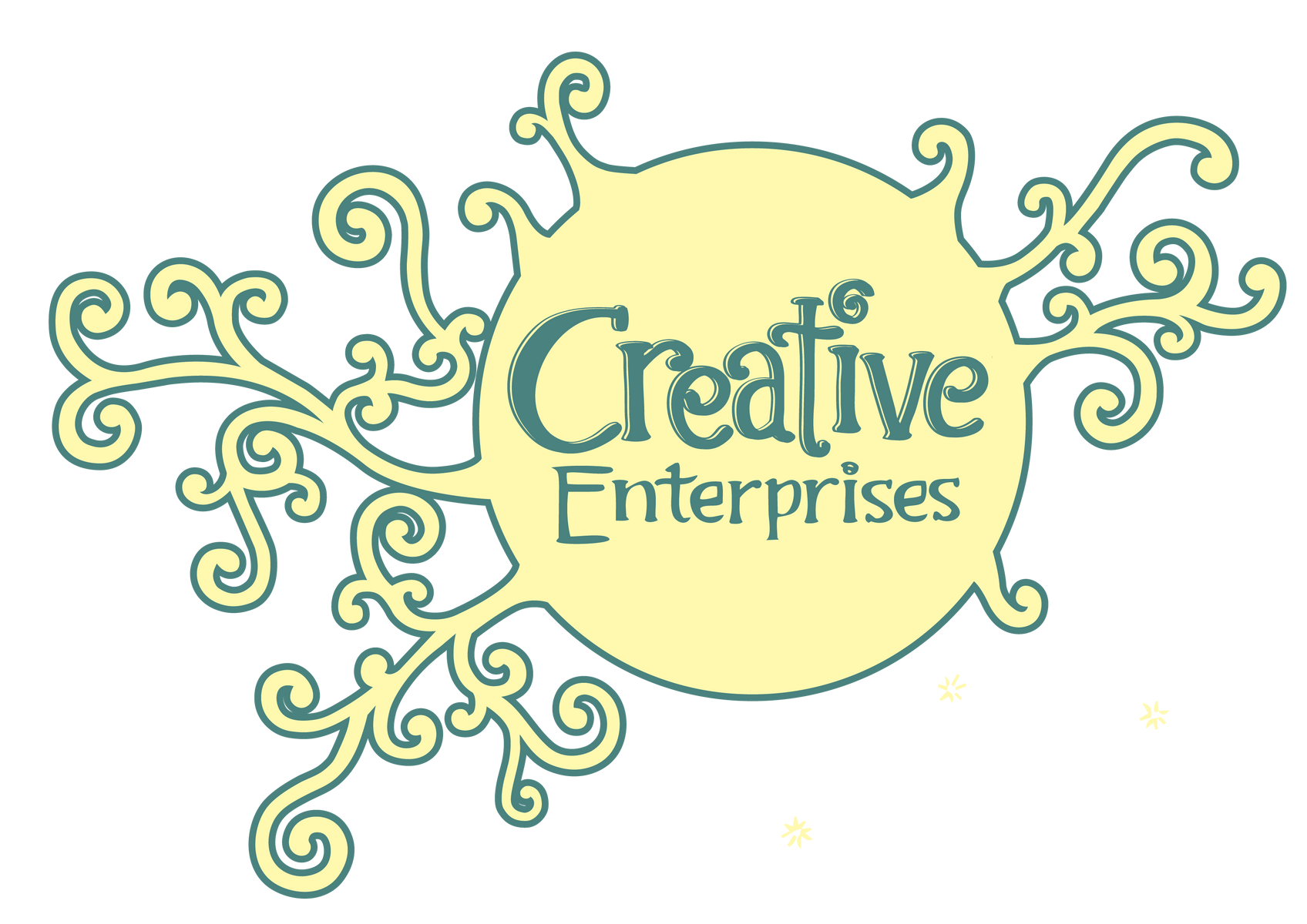 A logo for creative enterprises with swirls around it