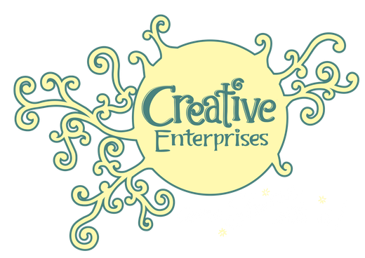 A logo for creative enterprises with swirls around it