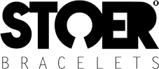 A black and white logo for stoer bracelets.