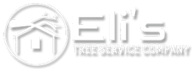 A logo for a tree service company with a house and a tree in a circle.