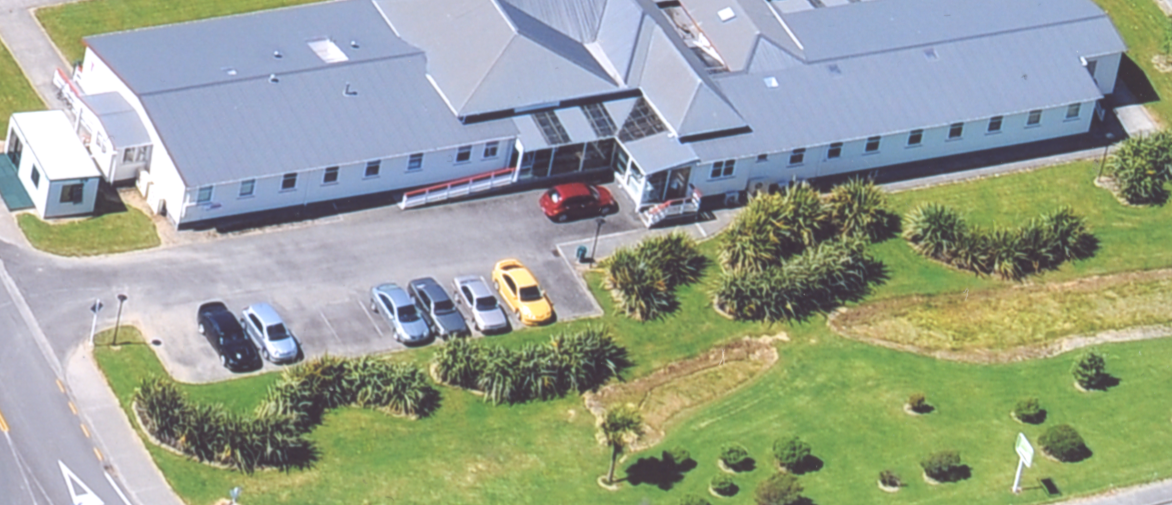 Aerial view of the original pā harakeke at Te Wānanga o Raukawa, Ōtaki.