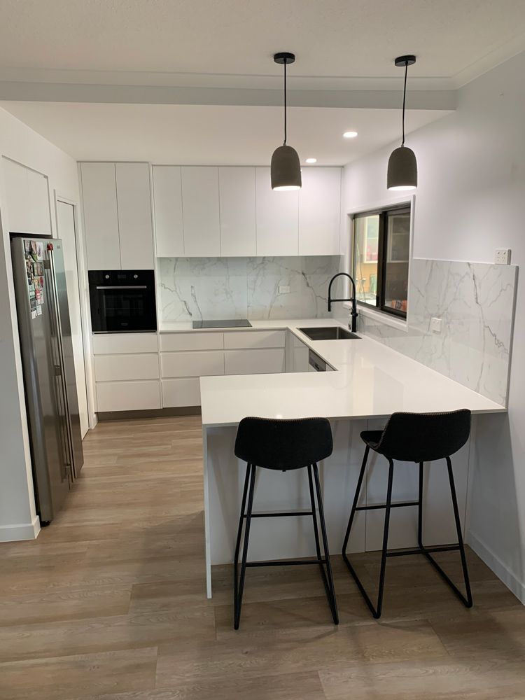 Kitchen with Cabinets and Stool
