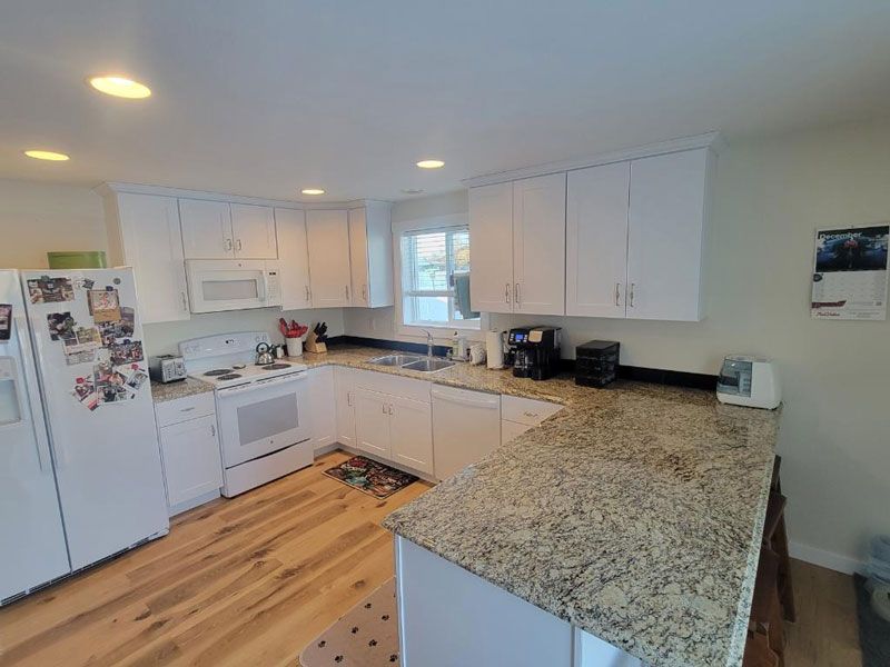 kitchen remodel, showing seating area