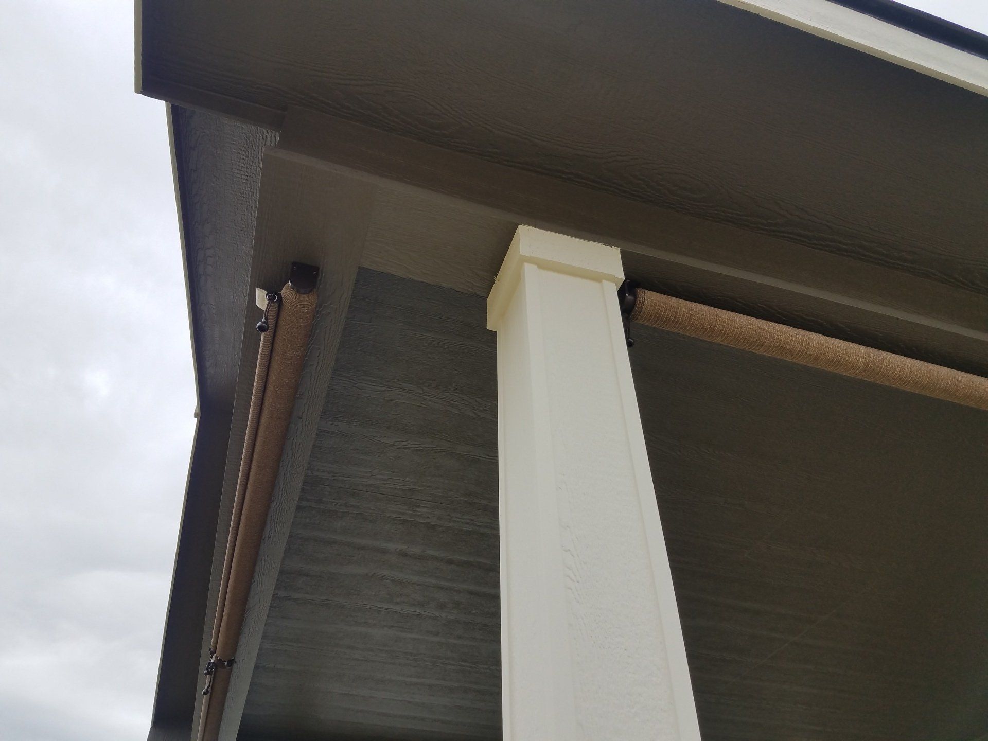 Patio cover addition - view of support post where it connects with the overhang