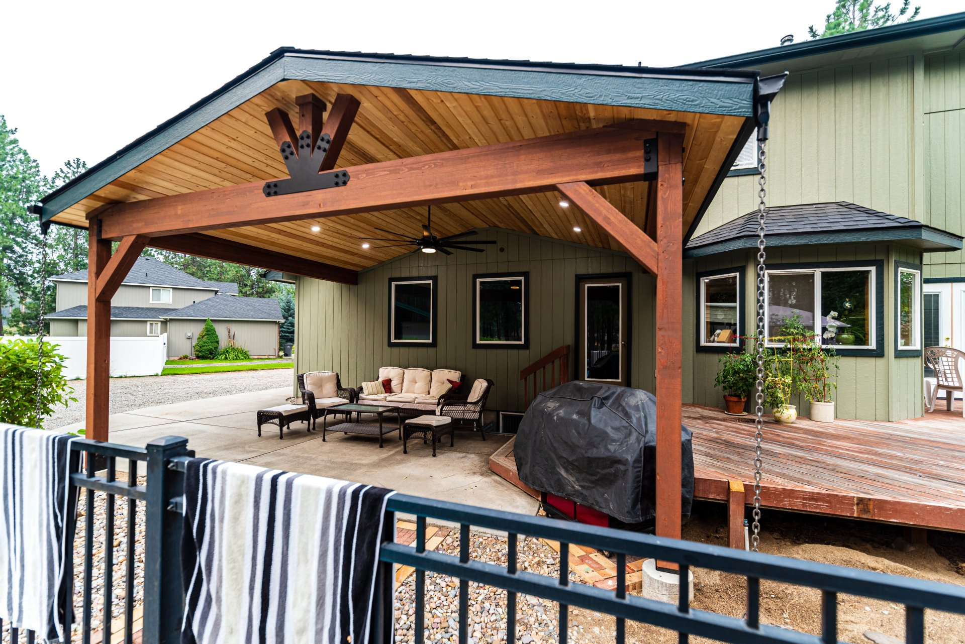 Prentice patio cover, front right angle