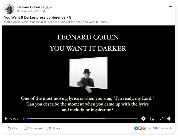 Leonard Cohen Press Conference December 2016