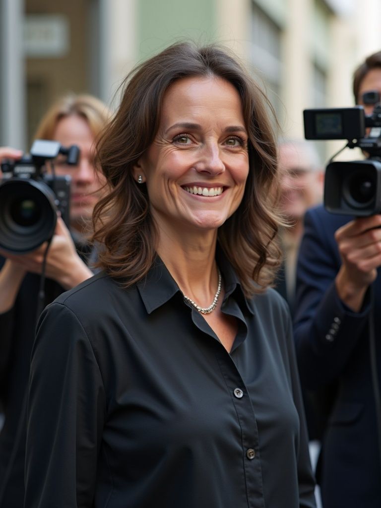 Man smiles, sitting with others, holding a pen over an open book, indoors.