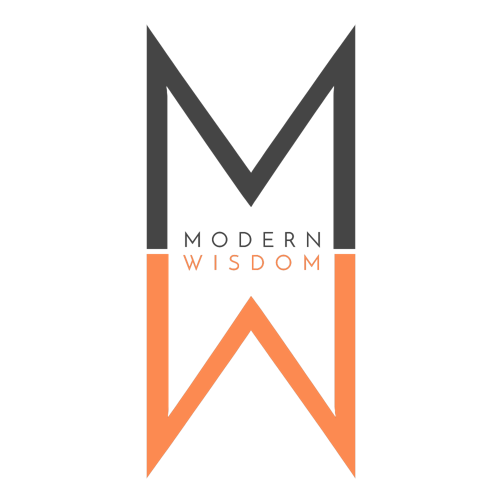 A logo for modern wisdom with a black and orange letter m