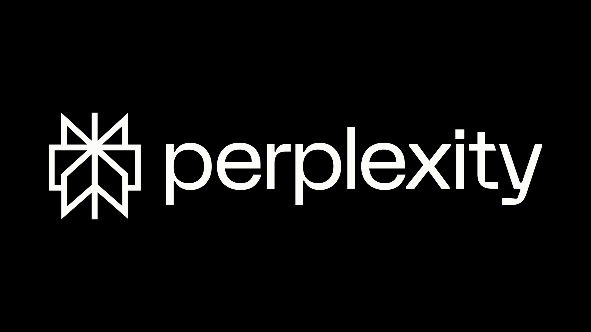 The perplexity logo is white on a black background.