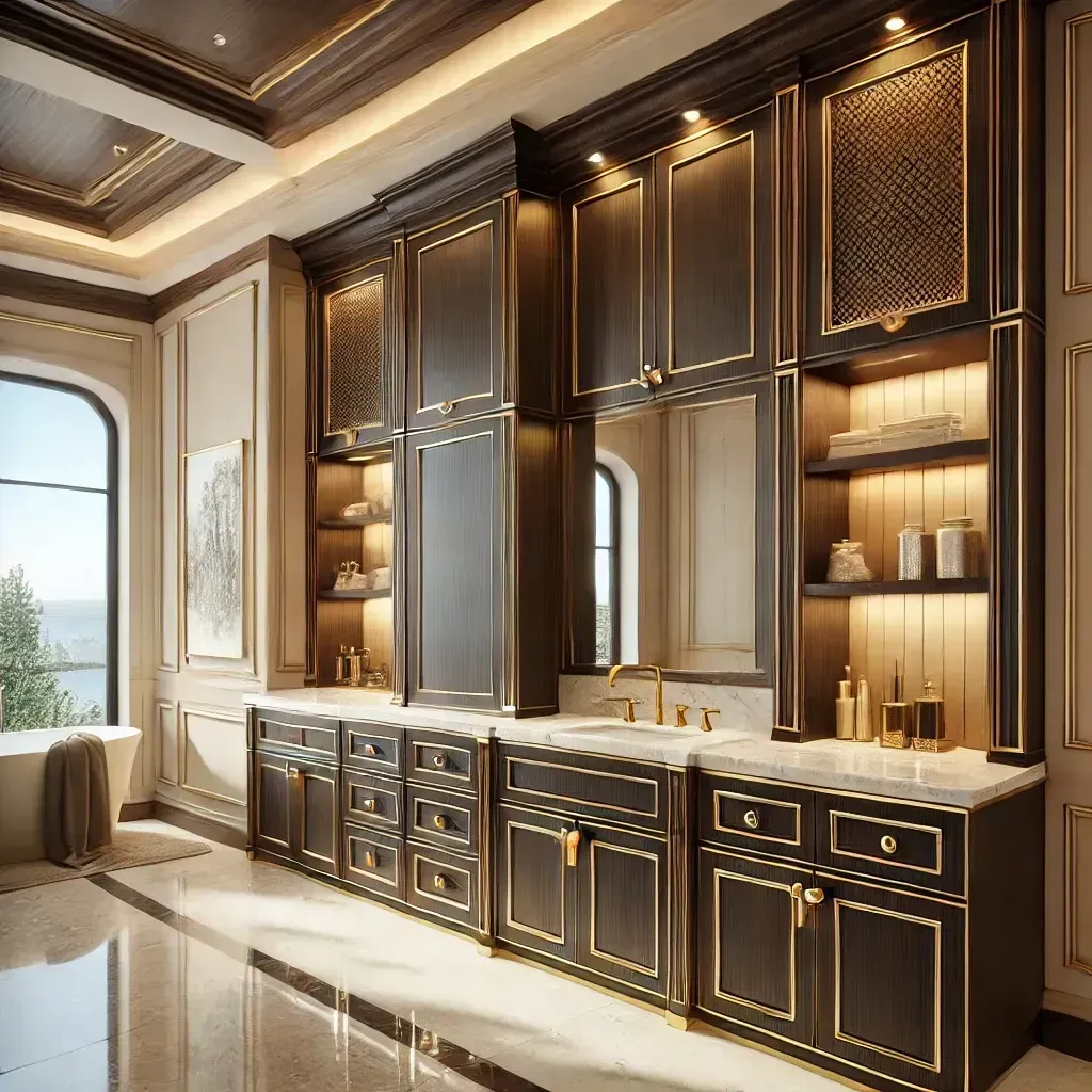 A bathroom with two sinks , two mirrors , and a tub.